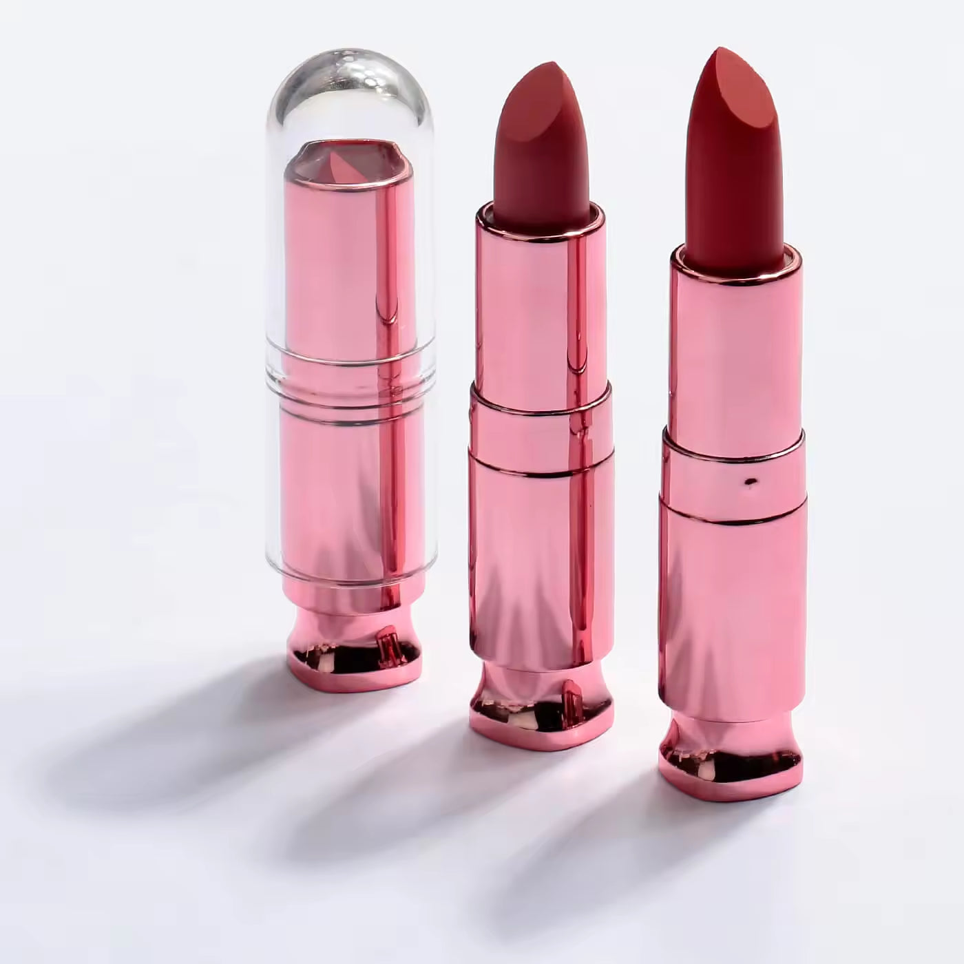 Lip Rouge Nude Lipstick with Transparent Cover Makeup Lipstick Custom Logo  Pink Makeup Lipstick